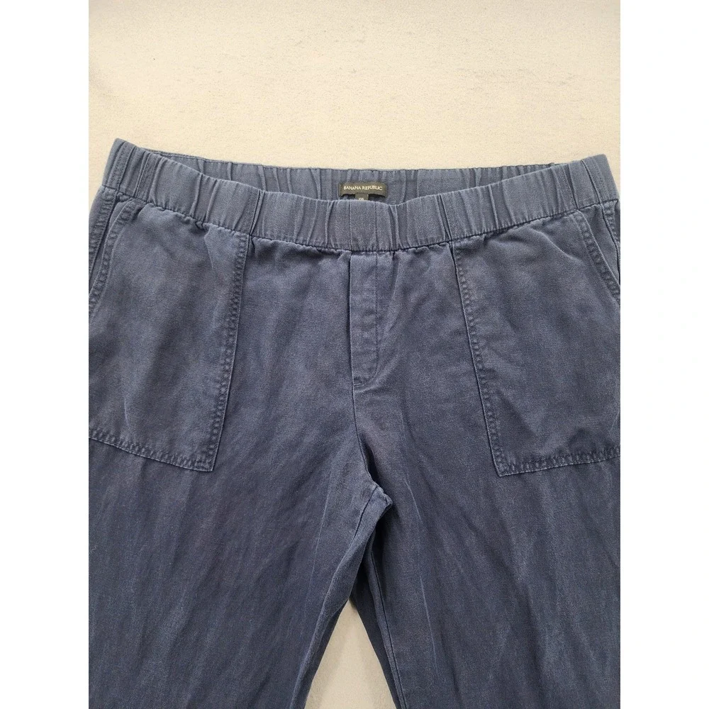 Banana Republic XXL Blue Lyocell Linen Cotton Pull On Utility Cropped Pants New